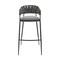 Armen Living Vigona Bar Stool in Black Metal with Gray Fabric and Faux Leather 840254335554 - alternate 7